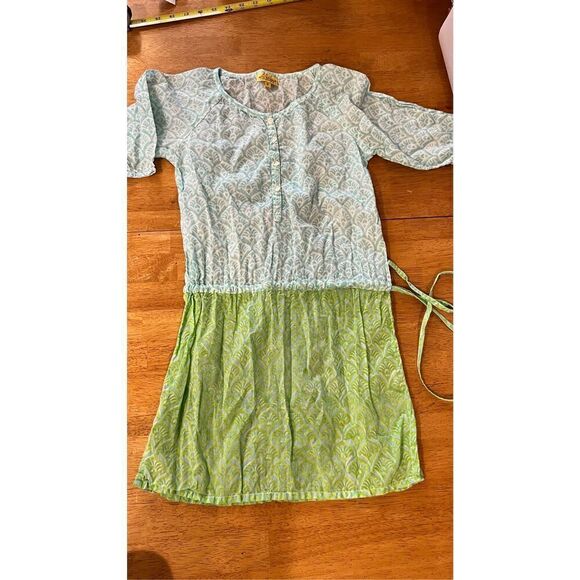 Roller Rabbit Green White Draw String Dress Kids Size 8 - Picture 2 of 9